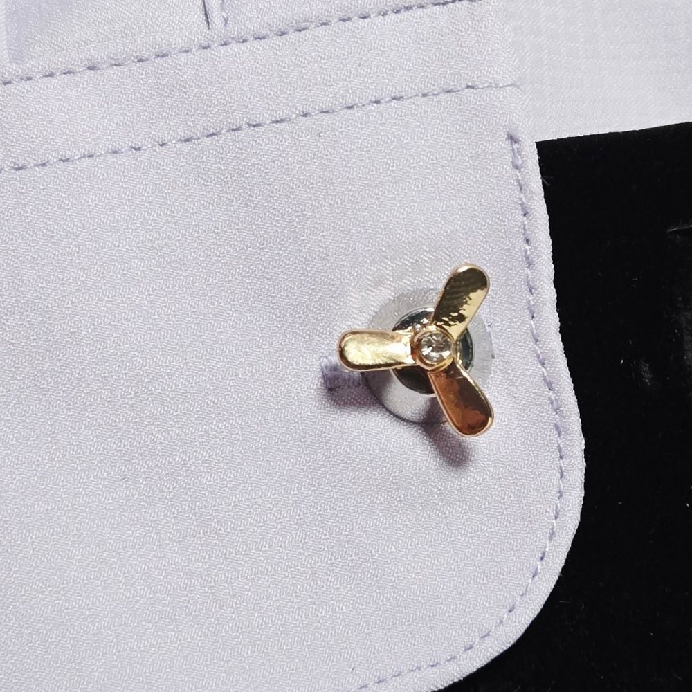 Propeller Cufflinks Men’s Novelty French Cuff Silver Bullet Back Aviator Gift